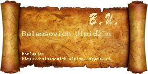 Balassovich Ulpián névjegykártya